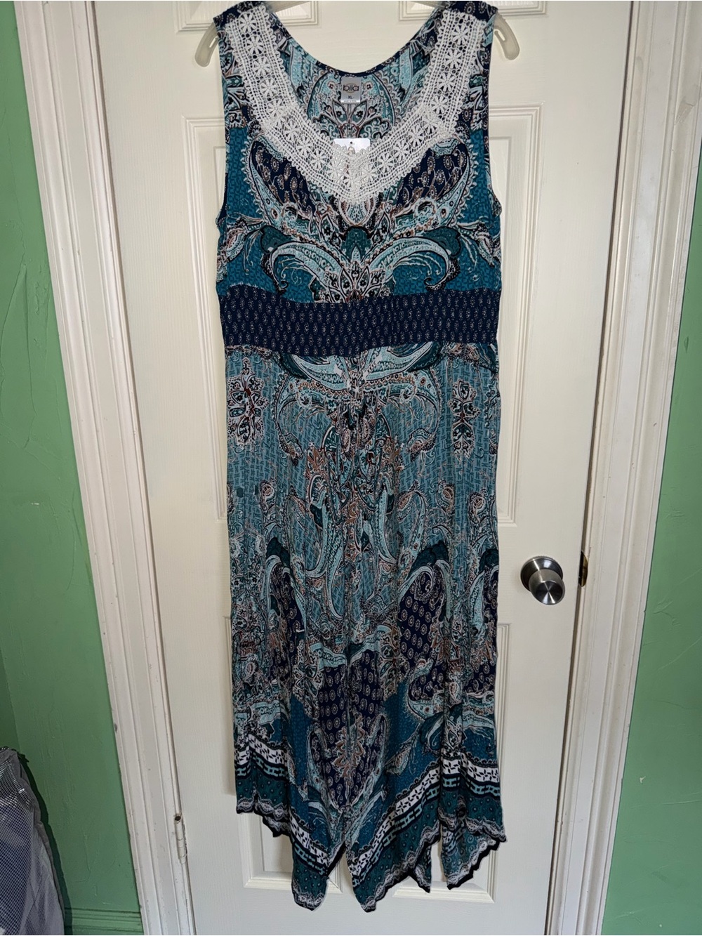 Boho Teal Paisley Maxi Dress - XL